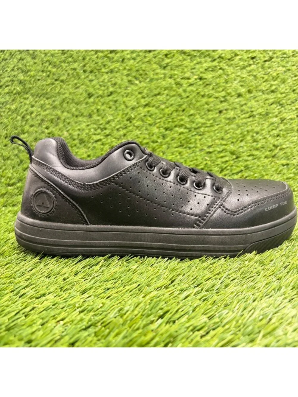 Airwalk Arena Womens Size 7.5D Black Leather Composite Toe Safety Work Shoes